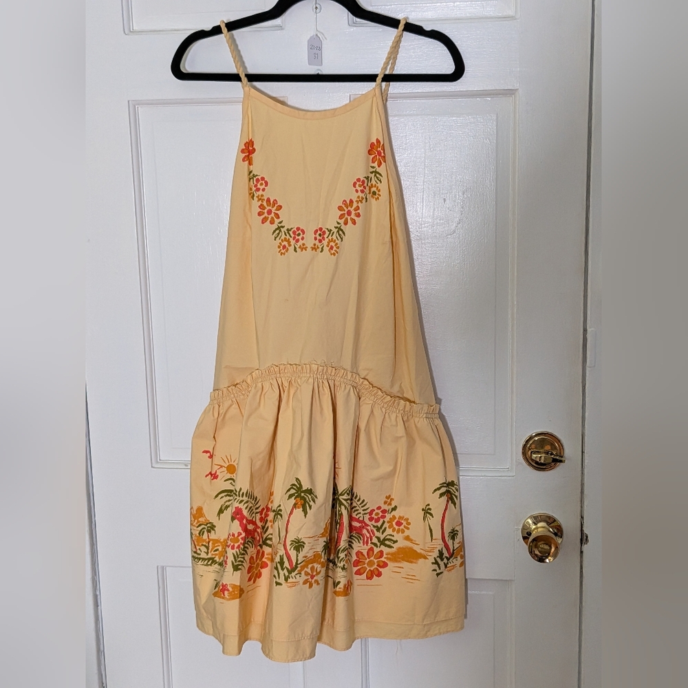 Free People Deserted Island Mini Dress Tropical Print Rope Back NWT - Picture 4 of 9
